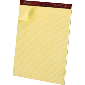 Ampad Gold Fibre Writing Pads, Wide/Legal Rule, 8.5 x 11.75, Canary, 50 Sheets, Dozen View Product Image