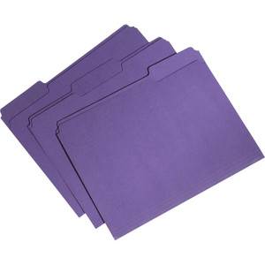 AbilityOne 7530015664135 SKILCRAFT Recycled File Folders, 1/3-Cut 1-Ply Tabs, Letter Size, Purple, 100/Box View Product Image