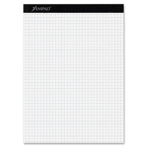 Ampad Quad Double Sheet Pad, 4 sq/in Quadrille Rule, 8.5 x 11.75, White, 100 Sheets View Product Image