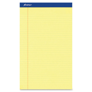 Ampad Perforated Writing Pads, Wide/Legal Rule, 8.5 x 11.75, Canary, 50 Sheets, Dozen TOP20220 View Product Image