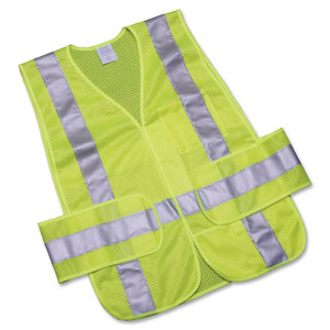 AbilityOne 8415015984875, SKILCRAFT, Safety Vest-Class 2 ANSI 107 2010 Compliant, Lime/Silver, One Size View Product Image