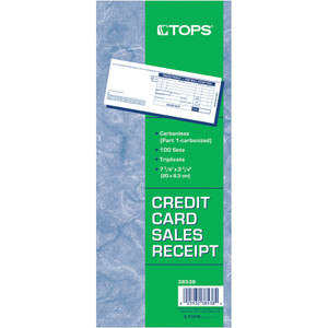 TOPS Credit Card Sales Slip, 7 7/8 x 3-1/4, Three-Part Carbonless, 100 Forms View Product Image