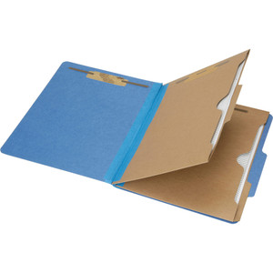 AbilityOne 7530016006971 SKILCRAFTPocket-Style Classification Folder, 2 Dividers, Letter Size, Dark Blue, 10/Box View Product Image