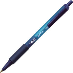 BIC Soft Feel Ballpoint Pen, Retractable, Fine 0.8 mm, Blue Ink, Blue Barrel, Dozen View Product Image