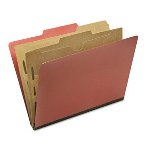 AbilityOne 7530016006976 SKILCRAFT Pocket-Style Classification Folder, 2 Dividers, Legal Size, Earth Red, 10/Box View Product Image