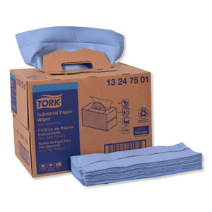 Tork Industrial Paper Wiper, 4-Ply, 12.8 x 16.5, Blue, 180/Carton View Product Image