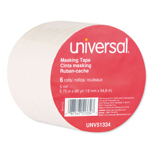 Universal Removable General-Purpose Masking Tape, 3" Core, 18 mm x 54.8 m, Beige, 6/Pack View Product Image