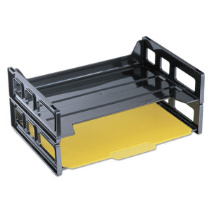 Universal Recycled Plastic Side Load Desk Trays, 2 Sections, Letter Size Files, 13" x 9" x 2.75", Black View Product Image