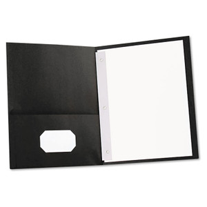 Universal Two-Pocket Portfolios with Tang Fasteners, 11 x 8 1/2, Black, 25/Box View Product Image