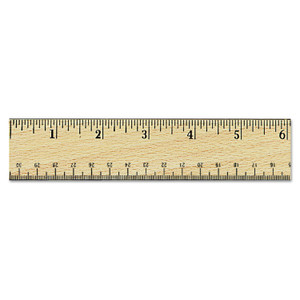 Universal Flat Wood Ruler w/Double Metal Edge, 12", Clear Lacquer Finish View Product Image