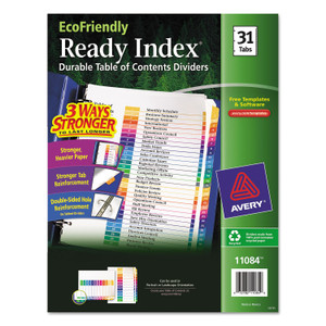 Avery Customizable Table of Contents Ready Index Dividers with Multicolor Tabs, 31-Tab, 1 to 31, 11 x 8.5, White, 1 Set View Product Image