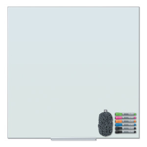 U Brands Floating Glass Dry Erase Board, 36 x 36, White View Product Image