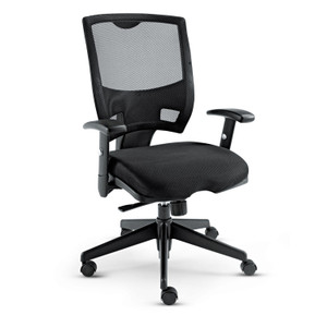 Alera Epoch Series Fabric Mesh Multifunction Chair, Supports up to 275 lbs, Black Seat/Black Back, Black Base View Product Image