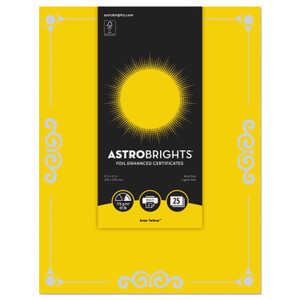 Astrobrights Foil Enhanced Certificates, 8 1/2" x 11", Solar Yellow, 25/Pk View Product Image