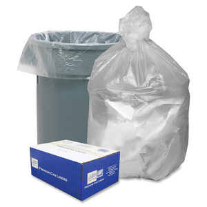 Ultra Plus Can Liners, 33 gal, 11 microns, 33" x 40", Natural, 500/Carton View Product Image