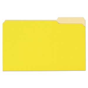 Universal Deluxe Colored Top Tab File Folders, 1/3-Cut Tabs, Legal Size, Yellowith Light Yellow, 100/Box View Product Image