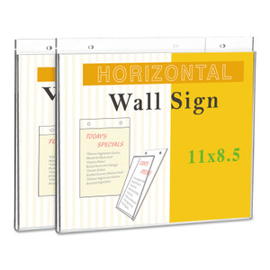 Universal Wall Mount Sign Holder, 11" x 8 1/2", Horizontal, Clear, 2/Pack View Product Image