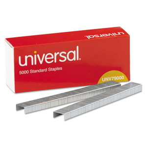 Universal Standard Chisel Point Staples, 0.25" Leg, 0.5" Crown, Steel, 5,000/Box, 5 Boxes/Pack, 25,000/Pack View Product Image