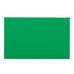 Universal Deluxe Bright Color Hanging File Folders, Legal Size, 1/5-Cut Tab, Bright Green, 25/Box View Product Image