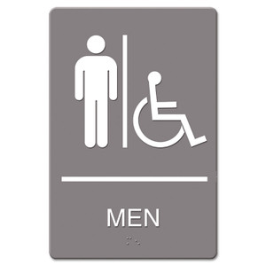 Headline Sign ADA Sign, Men Restroom Wheelchair Accessible Symbol, Molded Plastic, 6 x 9, Gray View Product Image