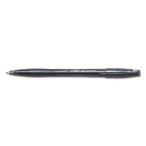 BIC Atlantis Ballpoint Pen, Stick, Medium 1 mm, Black Ink, Black Barrel, Dozen View Product Image