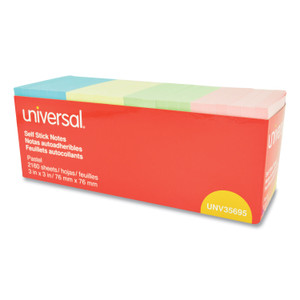 Universal Self-Stick Note Pads, 3" x 3", Pastel, 90-Sheet, 24 Pads/Pack View Product Image