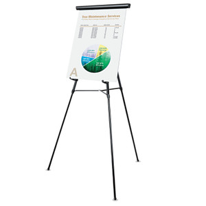 Universal 3-Leg Telescoping Easel with Pad Retainer, Adjusts 34" to 64", Aluminum, Black View Product Image
