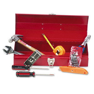 OLD - Great Neck 16-Piece Light-Duty Office Tool Kit, Metal Box, Red View Product Image