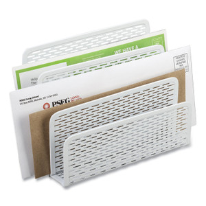 Artistic Urban Collection Punched Metal Letter Sorter, 3 Sections, DL to A6 Size Files, 6.5" x 3.25" x 5.5", White View Product Image