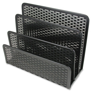 Artistic Urban Collection Punched Metal Letter Sorter, 3 Sections, DL to A6 Size Files, 6.5" x 3.25" x 5.5", Black View Product Image