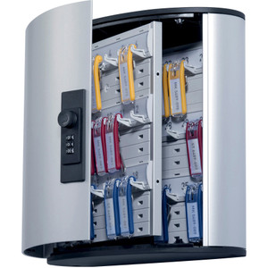 Durable Locking Key Cabinet, 36-Key, Brushed Aluminum, Silver, 11 3/4 x 4 5/8 x 11 DBL196623 View Product Image