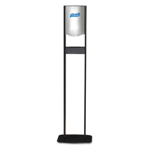 PURELL Elite LTX Floor Stand Dispenser Station, 1200 mL, 15.25" x 9.86" x 58.1", Chrome/Black View Product Image