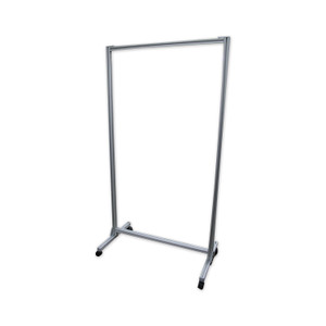 Ghent Acrylic Mobile Divider with Thermometer Access Cutout, 38.5" x 23.75" x 74.19", Clear View Product Image
