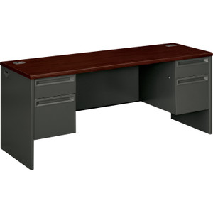 HON 38000 Series Kneespace Credenza, 72w x 24d x 29.5h, Mahogany/Charcoal View Product Image