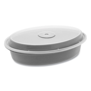 Pactiv VERSAtainer Containers, Oval, 9.1 x 6.7 x 1.9, Black/Clear, 150/Carton View Product Image