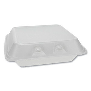 Pactiv SmartLock Foam Hinged Containers, Small, 7.5 x 8 x 2.63, 1-Compartment, White, 150/Carton View Product Image