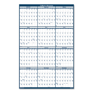 AbilityOne 7510016008027 SKILCRAFT Two-Sided Dry Erase Wall Calendar, 24 x 37, White/Blue, 2021 View Product Image