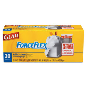 Clorox ForceFlex Tall Kitchen Drawstring Trash Bags, 13 gal, .9 mil, 24 X 25 1/8, White View Product Image