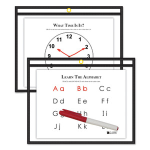 C-Line Reusable Dry Erase Pockets, 12 x 9, Black View Product Image