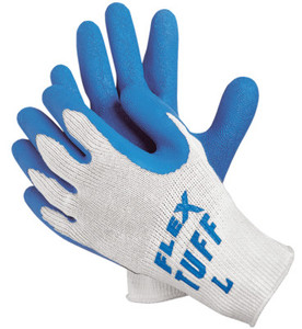 MCR Safety Flex Tuff Latex Dipped Gloves, Large, Blue/White View Product Image