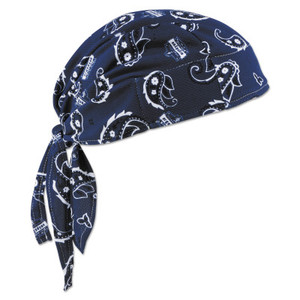 Ergodyne Chill-Its 6615 High-Performance Dew Rags, 6 in X 20 in, Navy Western View Product Image