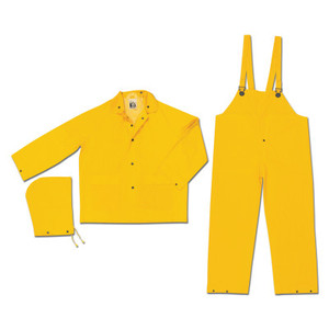 MCR Safety Flame Resistant Rain Suit, Jacket/Hood/Pants, 0.35 mm PVC/Poly, Yellow, 2X-Large View Product Image