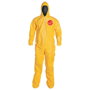 DuPont Tychem 2000 Coveralls with Attached Hood and Socks, Large, Yellow View Product Image