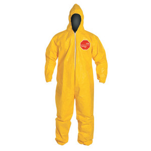 DuPont Tychem 2000 Coveralls with Attached Hood, Large, Yellow View Product Image