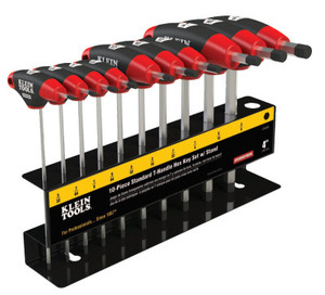 Klein Tools Journeyman T-Handle Hex Key Sets, 10 per set, Hex Tip, Inch, 4 in Blade View Product Image