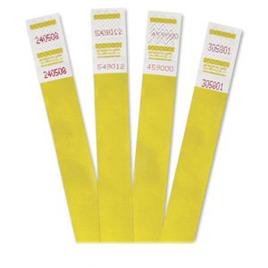 Advantus Crowd Management Wristbands, Sequentially Numbered, 9 3/4 x 3/4, Yellow, 500/PK View Product Image