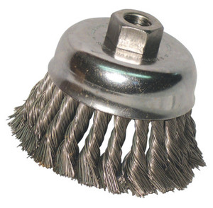 Anchor Products Knot Wire Cup Brush, 2-3/4 in Dia., 5/8-11 Arbor, .014 in Carbon Steel View Product Image