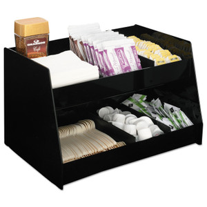 Boardwalk Condiment Organizer, 14 1/3 x 10 1/2 x 9 2/3, 6-Compartment, Black View Product Image