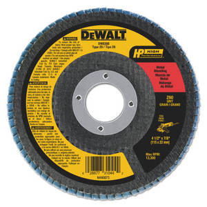 DeWalt High Perf T29 Flap Disc, 4-1/2 in, 60 Grit, 7/8 in Arbor, 13,300 RPM View Product Image