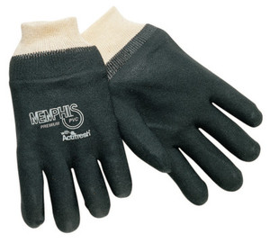 MCR Safety DOUBLE-DIPPED PVC BLACK GLOVES ROUGH FINIS 127-6100S View Product Image